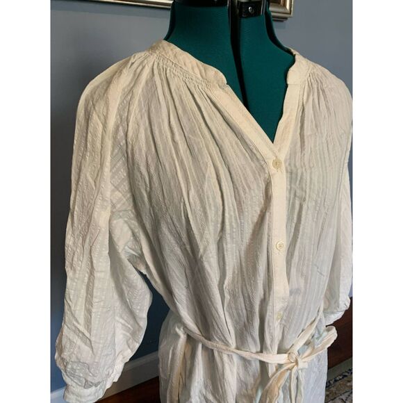 UNIQLO White 3/4 Sleeve Relaxed Button Down Shirt Midi Dress, NWOT, M - Picture 4 of 5